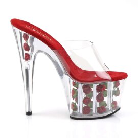 Pleaser Pantolette ADORE-701FL Transparent Rot EU-37 / US-7