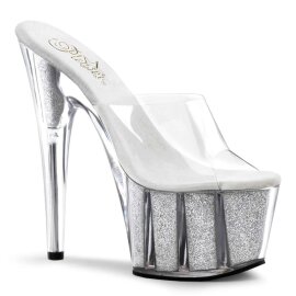 Pleaser Pantolette ADORE-701G Transparent Silber Glitter...