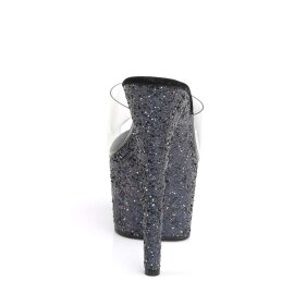 Pleaser Pantolette ADORE-701LG Transparent Schwarz Hologram EU-35 / US-5