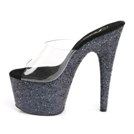 Pleaser Pantolette ADORE-701LG Transparent Schwarz Hologram EU-37 / US-7
