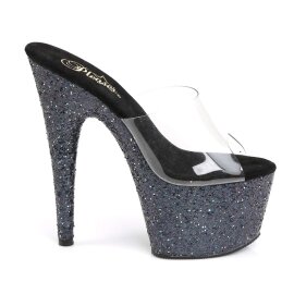 Pleaser Pantolette ADORE-701LG Transparent Schwarz Hologram EU-37 / US-7