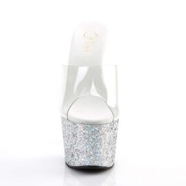 Pleaser Pantolette ADORE-701LG Transparent Silber Multi...