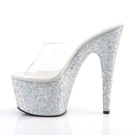 Pleaser Pantolette ADORE-701LG Transparent Silber Multi Glitter EU-35 / US-5
