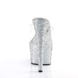 Pleaser Pantolette ADORE-701LG Transparent Silber Multi Glitter EU-35 / US-5
