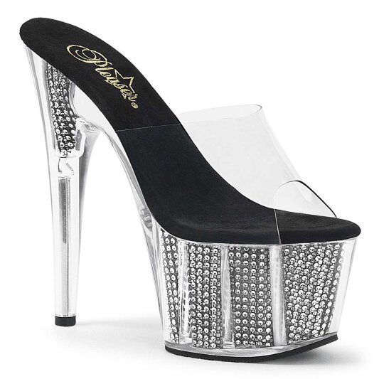 Pleaser Pantolette ADORE-701SRS Transparent Silber EU-35 / US-5