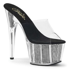 Pleaser Pantolette ADORE-701SRS Transparent Silber EU-35...