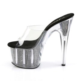 Pleaser Pantolette ADORE-701SRS Transparent Silber EU-35 / US-5