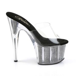 Pleaser Pantolette ADORE-701SRS Transparent Silber EU-37 / US-7