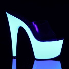 Pleaser Pantolette ADORE-701UV Transparent Neon-Weiß EU-35 / US-5
