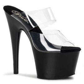 Pleaser Pantolette ADORE-702 Transparent Schwarz EU-37 /...
