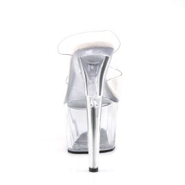 Pleaser Pantolette ADORE-702 Transparent Silber EU-35 / US-5