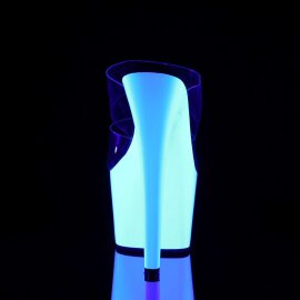 Pleaser Pantolette ADORE-702UV Transparent Neon-Weiß EU-35 / US-5