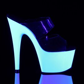 Pleaser Pantolette ADORE-702UV Transparent Neon-Weiß EU-35 / US-5