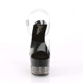 Pleaser Sandalette ADORE-708-3 Transparent Schwarz Silber...