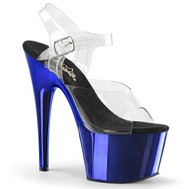 Pleaser Sandalette ADORE-708 Transparent Blau Chrom EU-35...