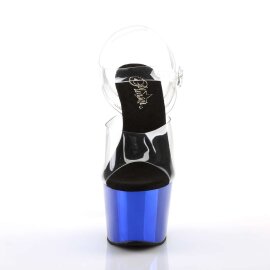 Pleaser Sandalette ADORE-708 Transparent Blau Chrom EU-35...