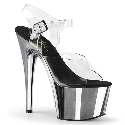 Pleaser Sandalette ADORE-708 Transparent Silber Chrom EU-35 / US-5