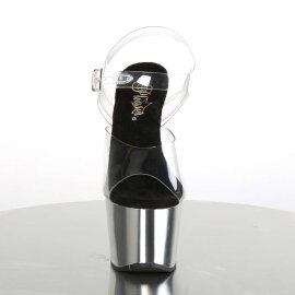 Pleaser Sandalette ADORE-708 Transparent Silber Chrom...