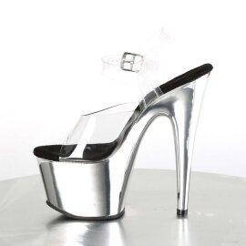 Pleaser Sandalette ADORE-708 Transparent Silber Chrom EU-35 / US-5