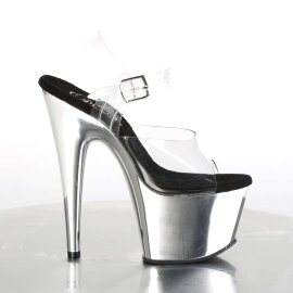 Pleaser Sandalette ADORE-708 Transparent Silber Chrom EU-35 / US-5