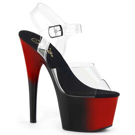 Pleaser Sandalette ADORE-708BR Transparent Rot Schwarz...