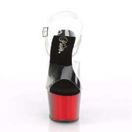 Pleaser Sandalette ADORE-708BR Transparent Rot Schwarz...
