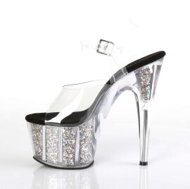 Pleaser Sandalette ADORE-708CG Transparent Silber Multi Glitter EU-35 / US-5
