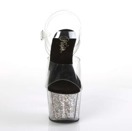Pleaser Sandalette ADORE-708CG Transparent Silber Multi...