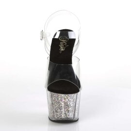Pleaser Sandalette ADORE-708CG Transparent Silber Multi Glitter EU-39 / US-9