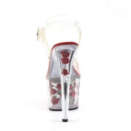 Pleaser Sandalette ADORE-708FL Transparent Rot EU-38 / US-8