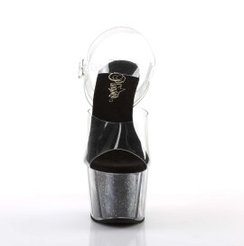Pleaser Sandalette ADORE-708G Transparent Schwarz Glitter...