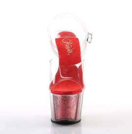 Pleaser Sandalette ADORE-708G Transparent Rot Glitter...