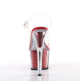 Pleaser Sandalette ADORE-708G Transparent Rot Glitter EU-35 / US-5
