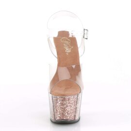 Pleaser Sandalette ADORE-708G Transparent Rose-Gold...