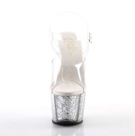 Pleaser Sandalette ADORE-708G Transparent Silber Glitter EU-41 / US-11