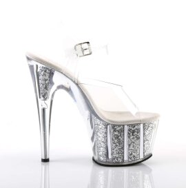 Pleaser Sandalette ADORE-708G Transparent Silber Glitter EU-35 / US-5