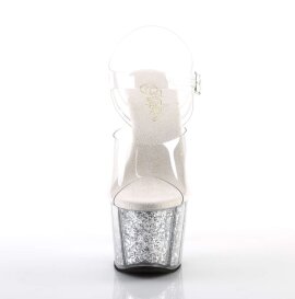 Pleaser Sandalette ADORE-708G Transparent Silber Glitter EU-37 / US-7