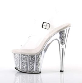 Pleaser Sandalette ADORE-708G Transparent Silber Glitter EU-38 / US-8