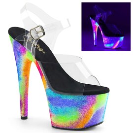Pleaser Sandalette ADORE-708GXY Transparent Neon-Bunt...