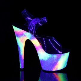 Pleaser Sandalette ADORE-708GXY Transparent Neon-Bunt EU-38 / US-8