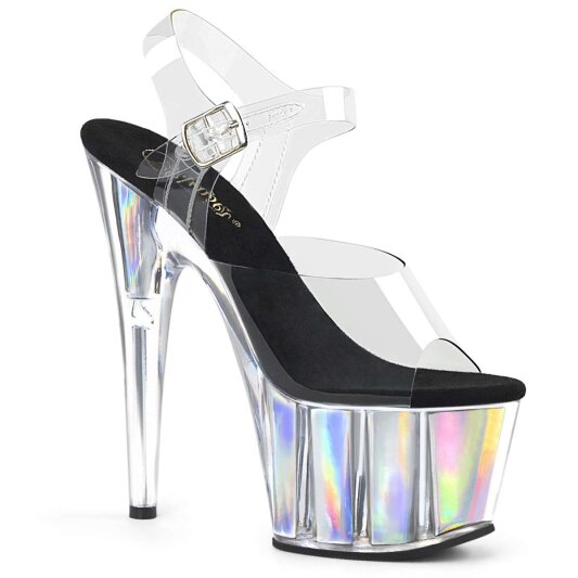 Pleaser Sandalette ADORE-708HGI Transparent Silber Hologram EU-35 / US-5