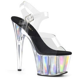 Pleaser Sandalette ADORE-708HGI Transparent Silber...