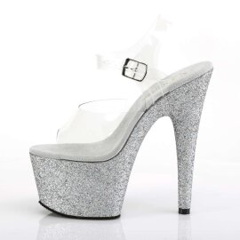 Pleaser Sandalette ADORE-708HMG Transparent Silber Multi Glitter EU-35 / US-5