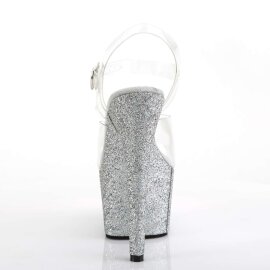 Pleaser Sandalette ADORE-708HMG Transparent Silber Multi Glitter EU-35 / US-5