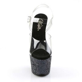 Pleaser Sandalette ADORE-708LG Transparent Schwarz Strass...