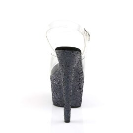 Pleaser Sandalette ADORE-708LG Transparent Schwarz Strass EU-35 / US-5