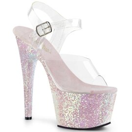 Pleaser Sandalette ADORE-708LG Transparent Silber Multi...