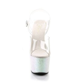 Pleaser Sandalette ADORE-708LG Transparent Silber Multi...