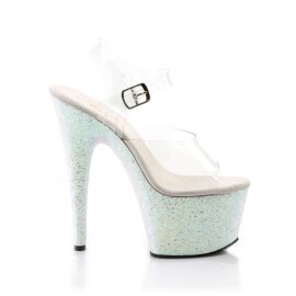 Pleaser Sandalette ADORE-708LG Transparent Silber Multi Glitter EU-35 / US-5