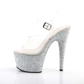 Pleaser Sandalette ADORE-708LG Transparent Silber Multi Glitter EU-35 / US-5